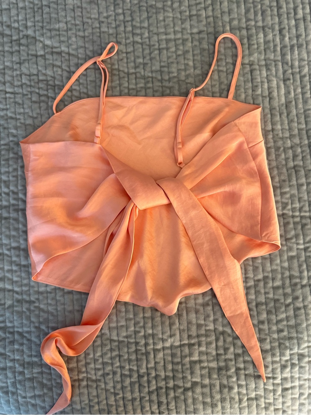 Aritzia Sunday Best Satin Scarf Wrap Top in Apricot - Picture 3 of 5